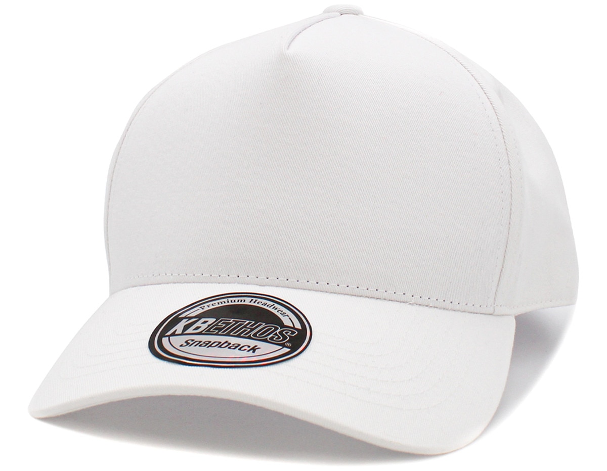 White Baseball 5 Panel Cap Front Side View